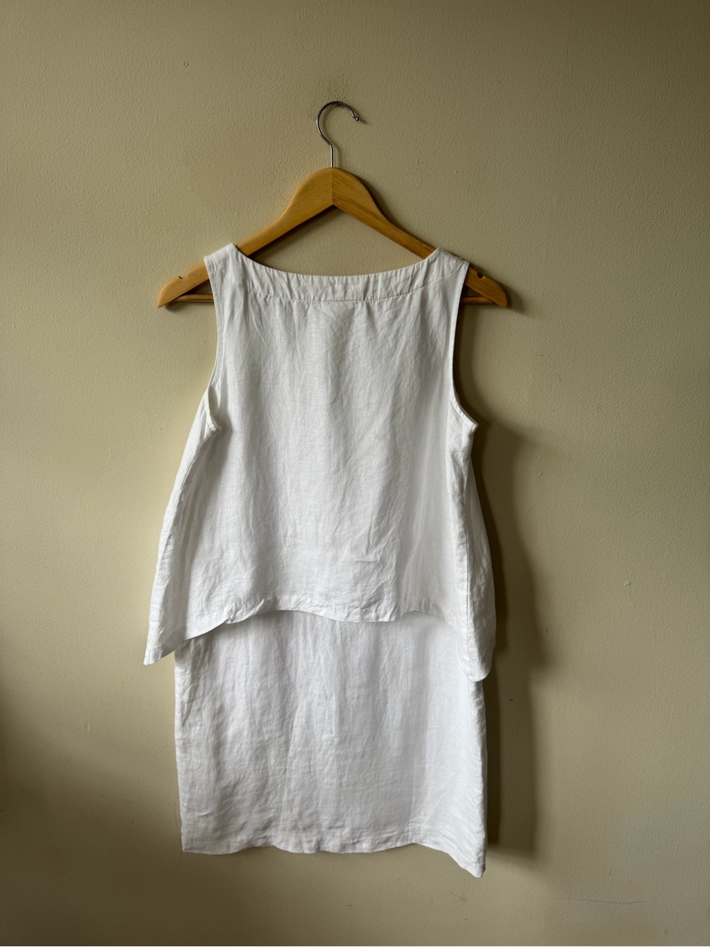 Pure Jill Sleeveless White Linen Layered Shift Dress - Picture 8 of 8